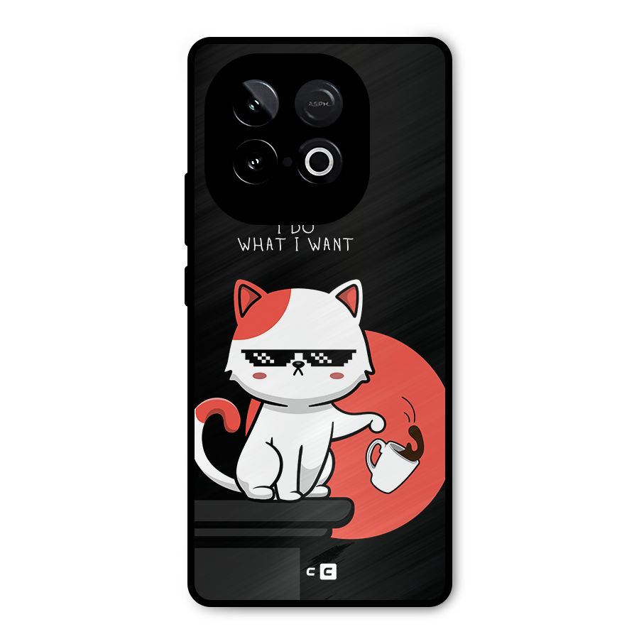 Cute Attitude Cat Metal Back Case for iQOO Neo 10