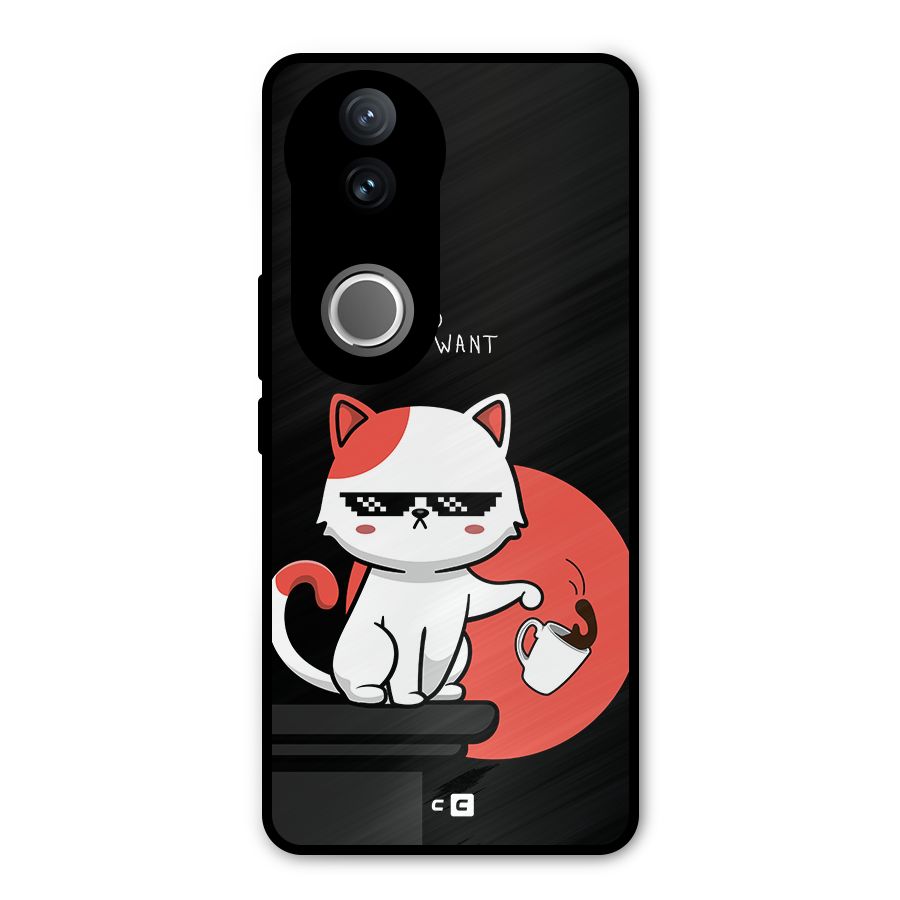 Cute Attitude Cat Metal Back Case for iQOO Z10R