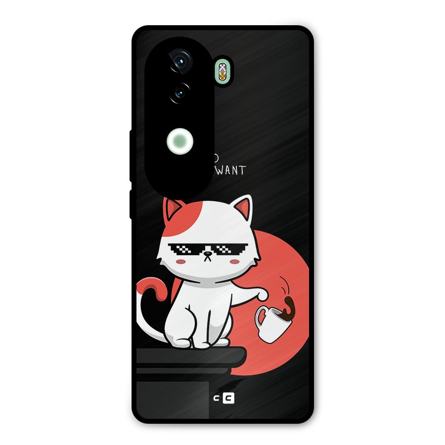 Cute Attitude Cat Metal Back Case for iQOO Z9s