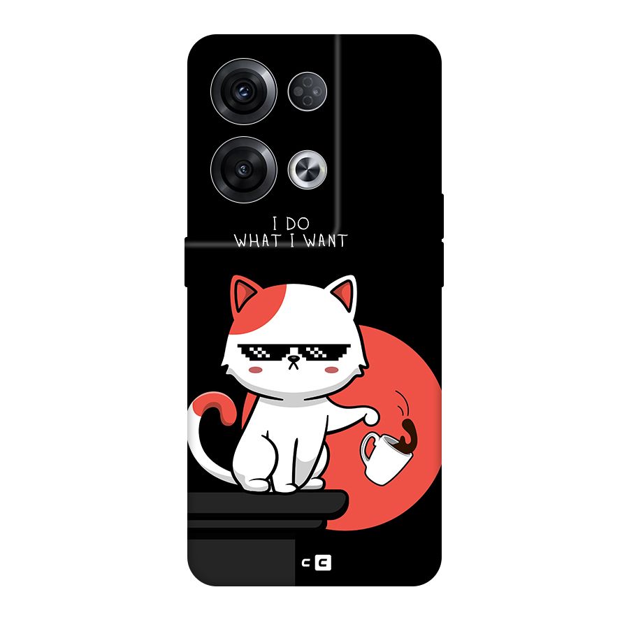 Cute Attitude Cat Original Polycarbonate Back Case for Oppo Reno8 Pro 5G