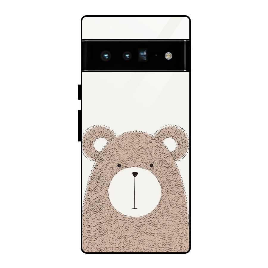 Cute Bear Glass Back Case for Google Pixel 6 Pro