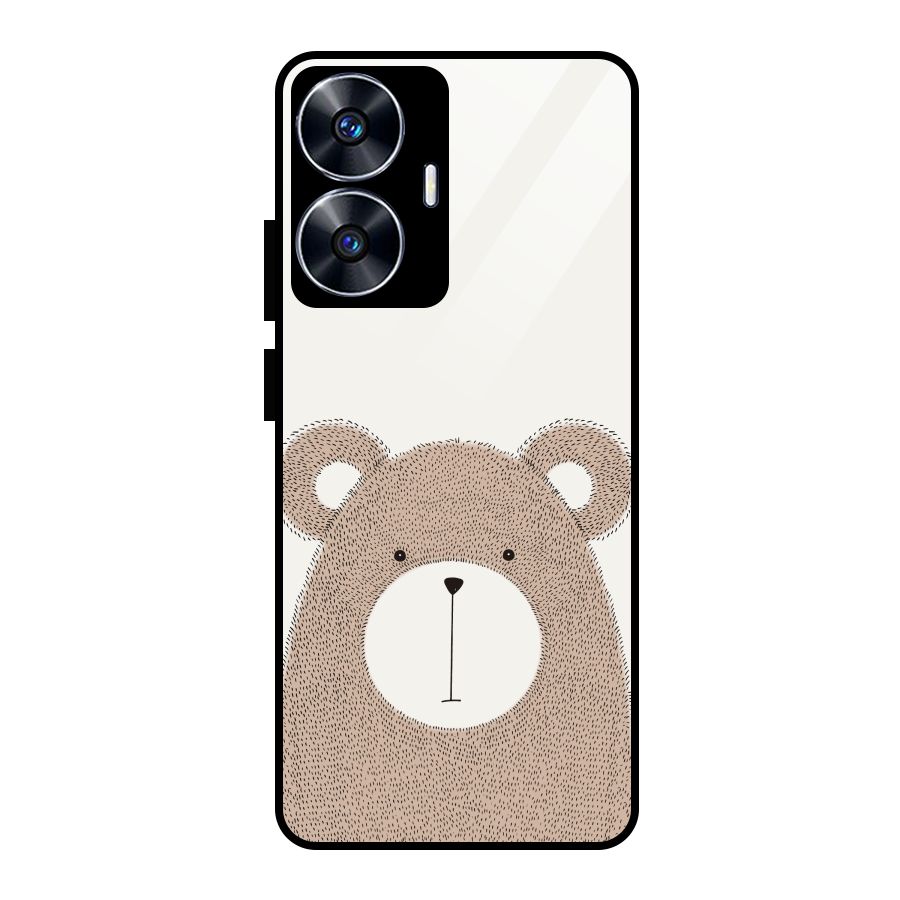 Cute Bear Glass Back Case for Realme Narzo N55