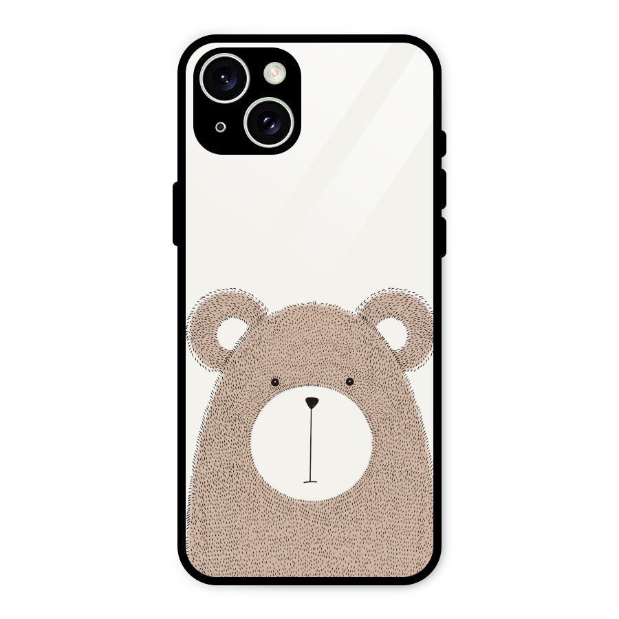 Cute Bear Glass Back Case for iPhone 15 Plus