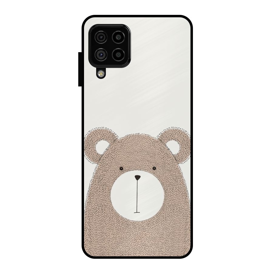 Cute Bear Metal Back Case for Galaxy A22 4G