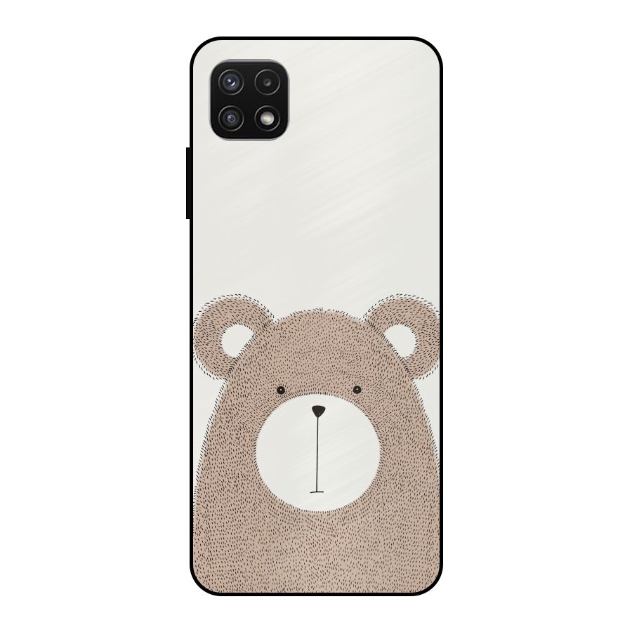 Cute Bear Metal Back Case for Galaxy A22 5G