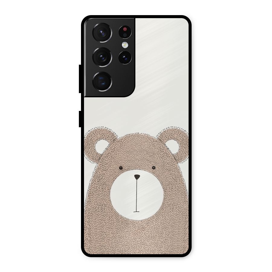 Cute Bear Metal Back Case for Galaxy S21 Ultra 5G