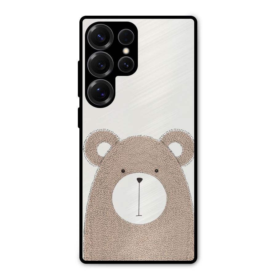 Cute Bear Metal Back Case for Galaxy S25 Ultra