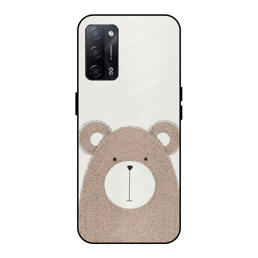 Cute Bear Metal Back Case for Oppo A53s 5G