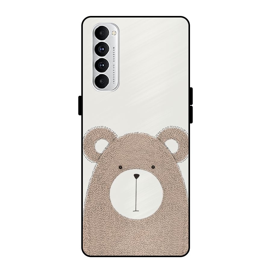 Cute Bear Metal Back Case for Oppo Reno4 Pro