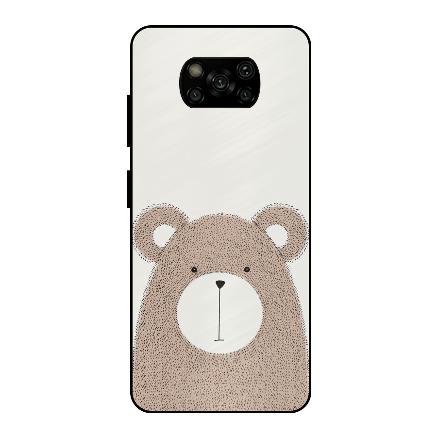 Cute Bear Metal Back Case for Poco X3