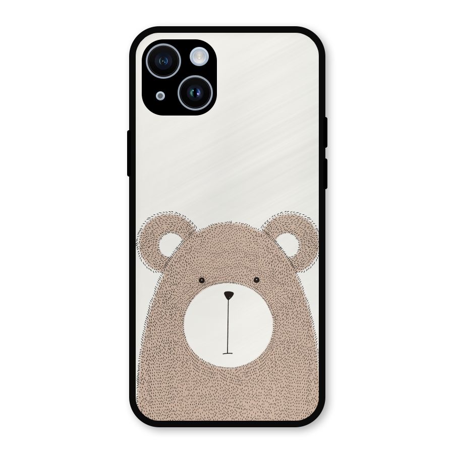 Cute Bear Metal Back Case for iPhone 14