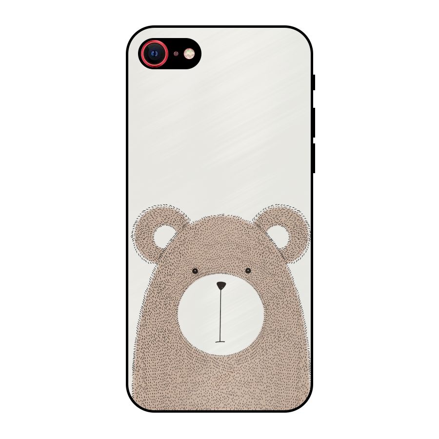 Cute Bear Metal Back Case for iPhone SE 2020