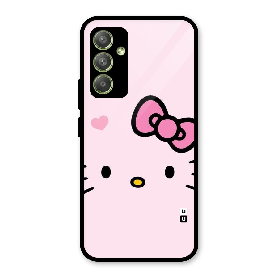 Cute Bow Face Glass Back Case for Galaxy A54