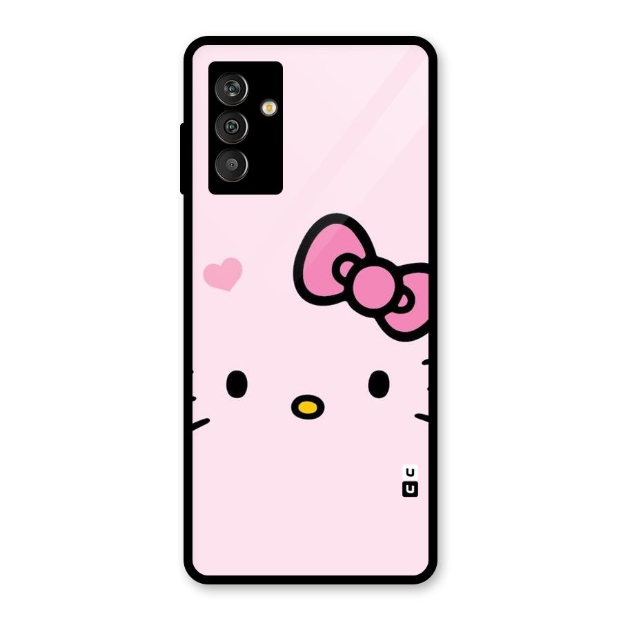 Cute Bow Face Glass Back Case for Galaxy M13