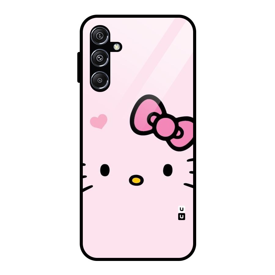 Cute Bow Face Glass Back Case for Galaxy M34 5G