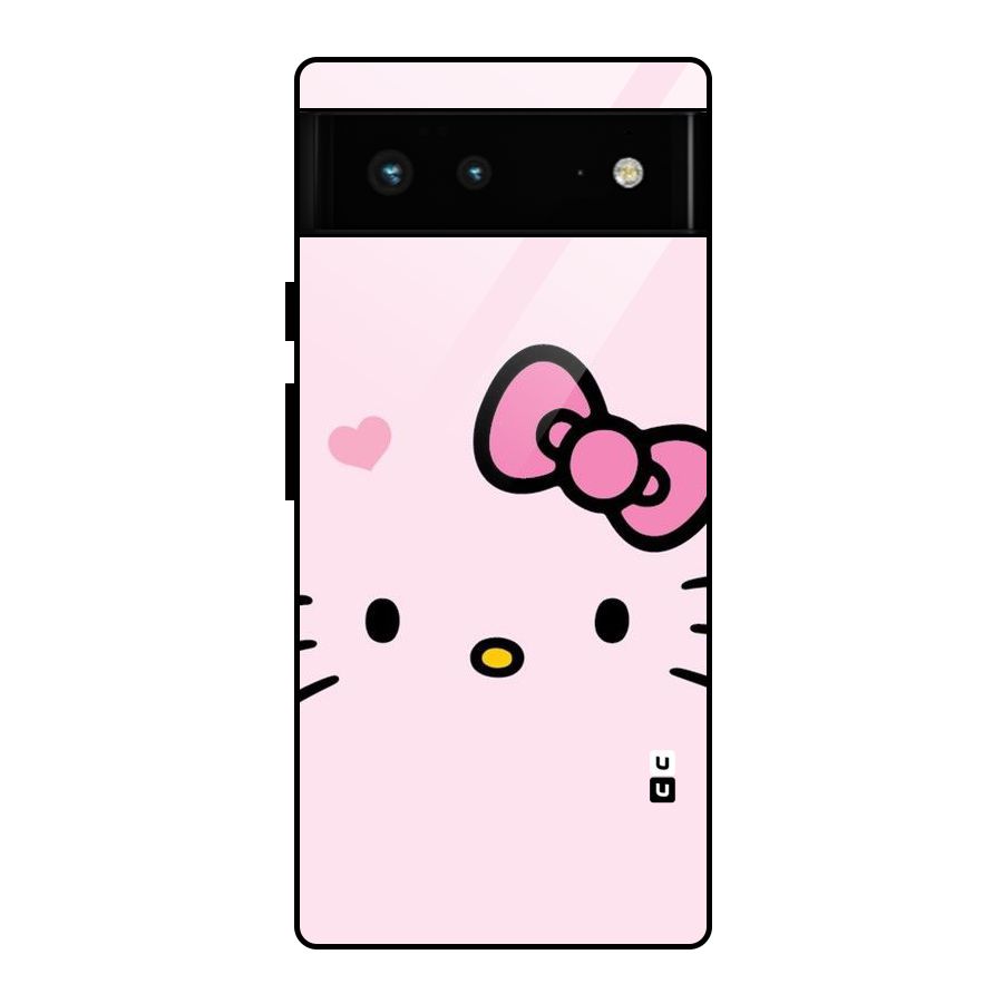 Cute Bow Face Glass Back Case for Google Pixel 6