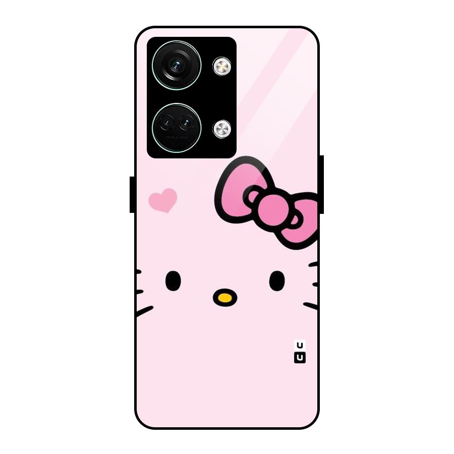 Cute Bow Face Glass Back Case for Oneplus Nord 3