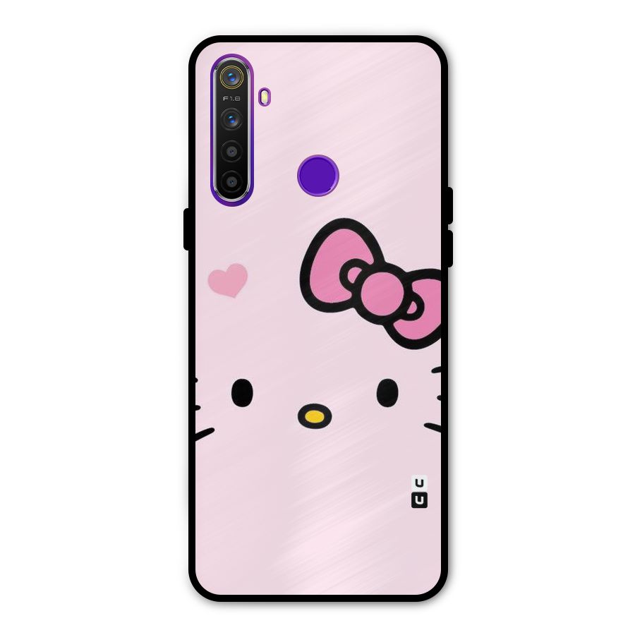 Cute Bow Face Glass Back Case for Realme 5s
