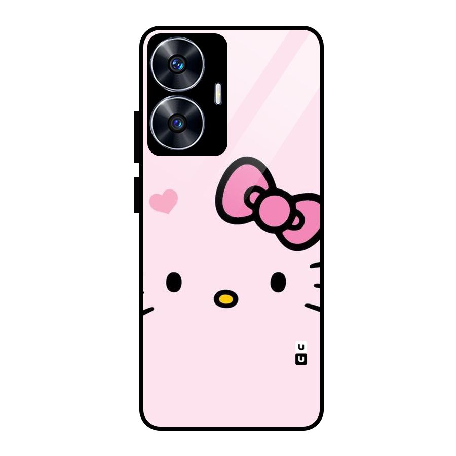 Cute Bow Face Glass Back Case for Realme Narzo N55