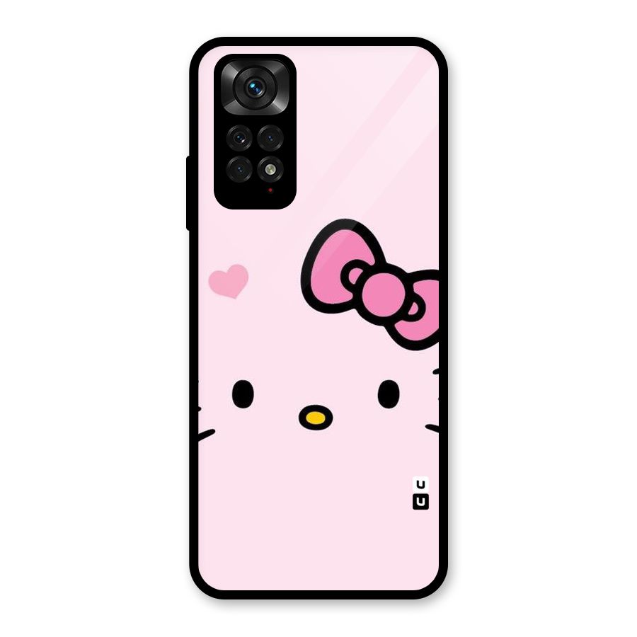 Cute Bow Face Glass Back Case for Redmi Note 11S
