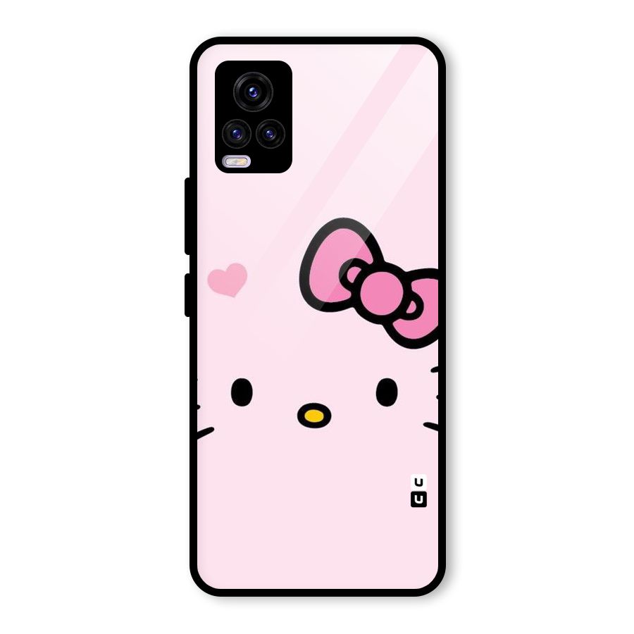 Cute Bow Face Glass Back Case for Vivo V20 2021