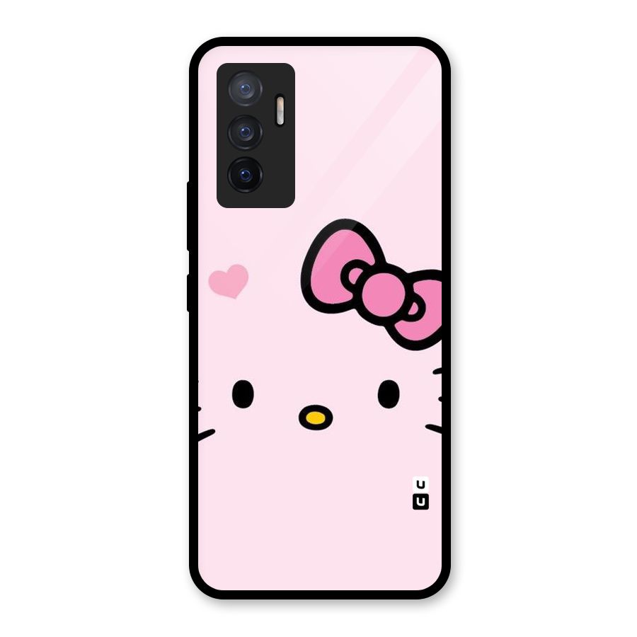 Cute Bow Face Glass Back Case for Vivo V23e