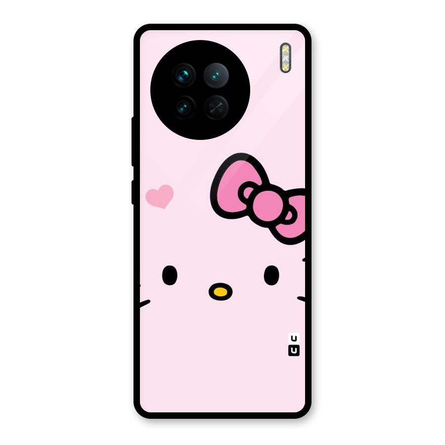 Cute Bow Face Glass Back Case for Vivo X90