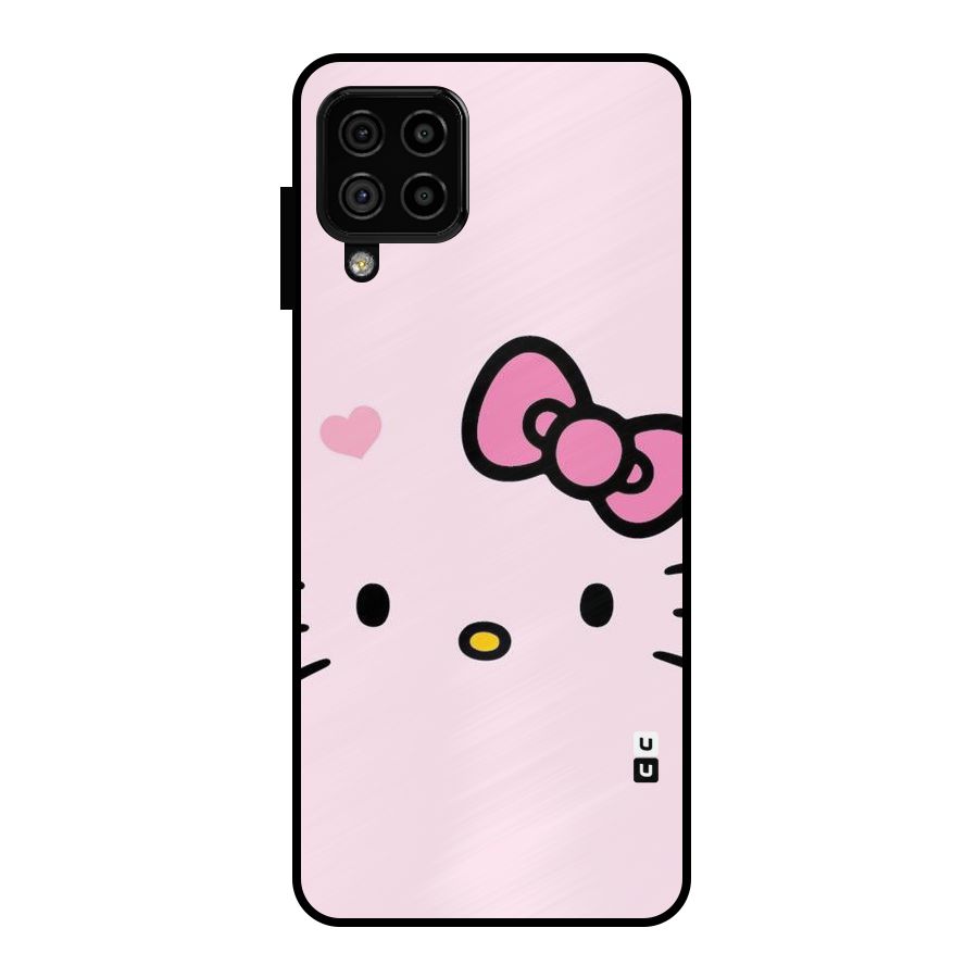 Cute Bow Face Metal Back Case for Galaxy A22 4G