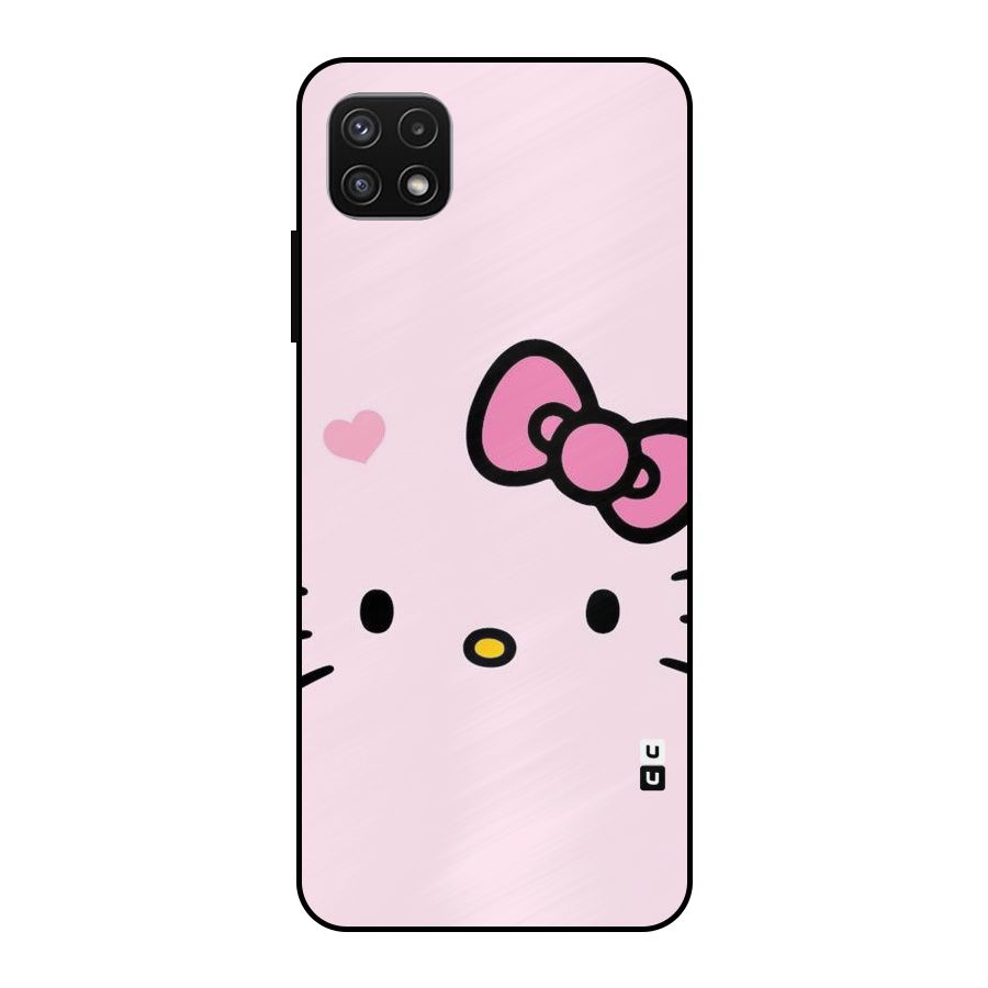 Cute Bow Face Metal Back Case for Galaxy A22 5G