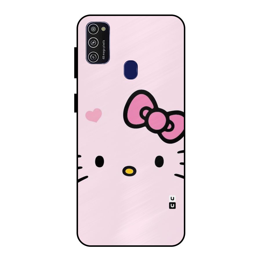 Cute Bow Face Metal Back Case for Galaxy M21