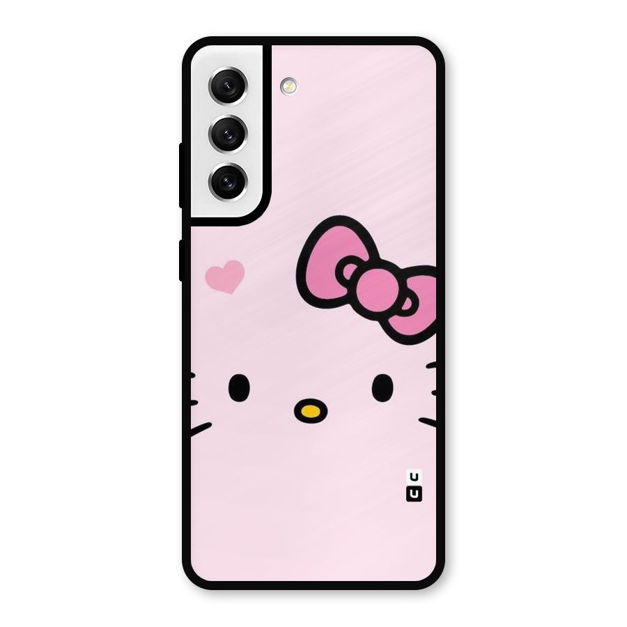 Cute Bow Face Metal Back Case for Galaxy S21 FE 5G