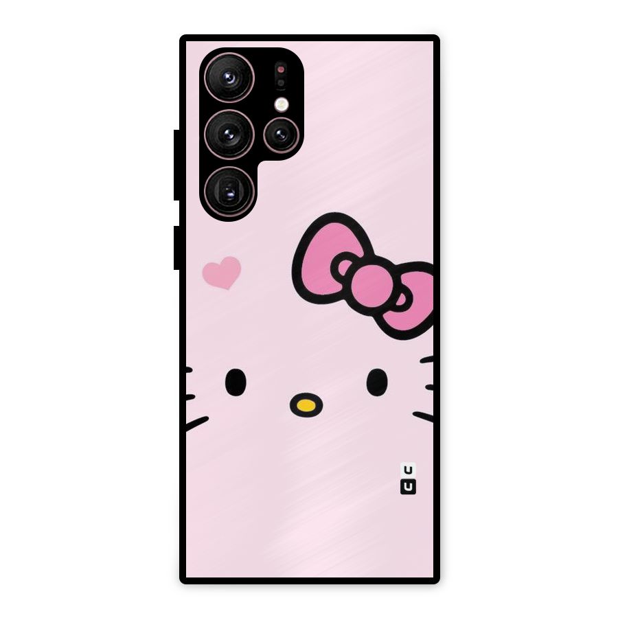Cute Bow Face Metal Back Case for Galaxy S22 Ultra 5G