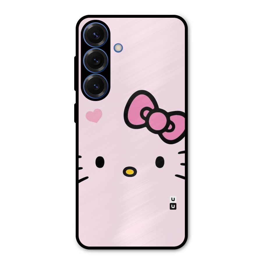 Cute Bow Face Metal Back Case for Galaxy S25