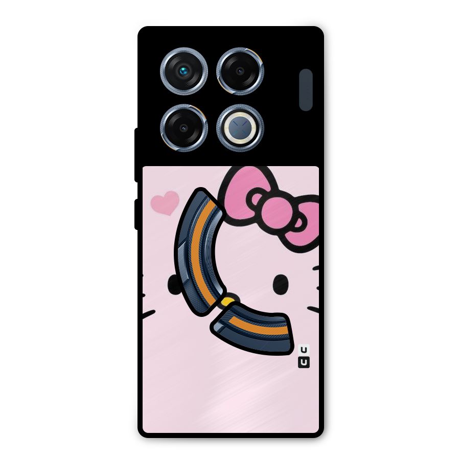 Cute Bow Face Metal Back Case for Infinix GT 20 Pro