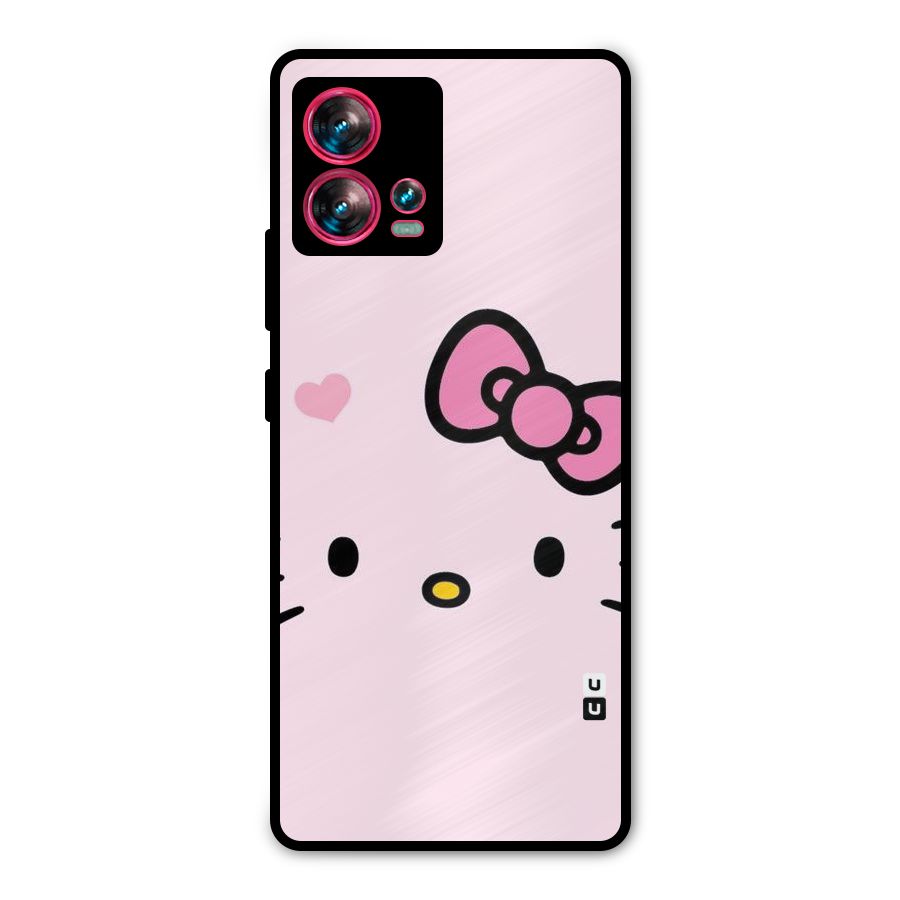 Cute Bow Face Metal Back Case for Motorola Edge 30 Fusion