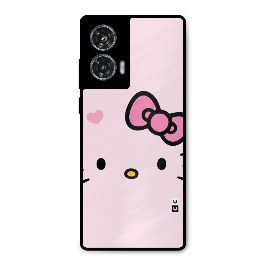 Cute Bow Face Metal Back Case for Motorola Edge 50 Fusion