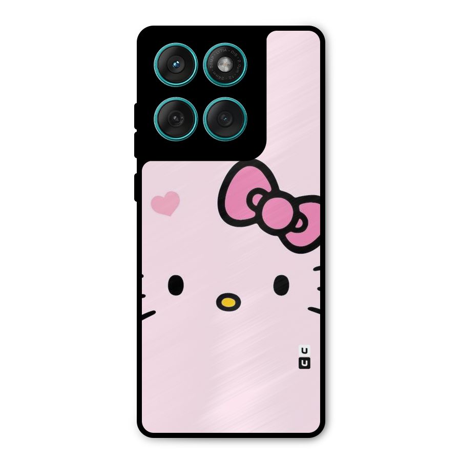 Cute Bow Face Metal Back Case for Motorola Edge 60 Fusion