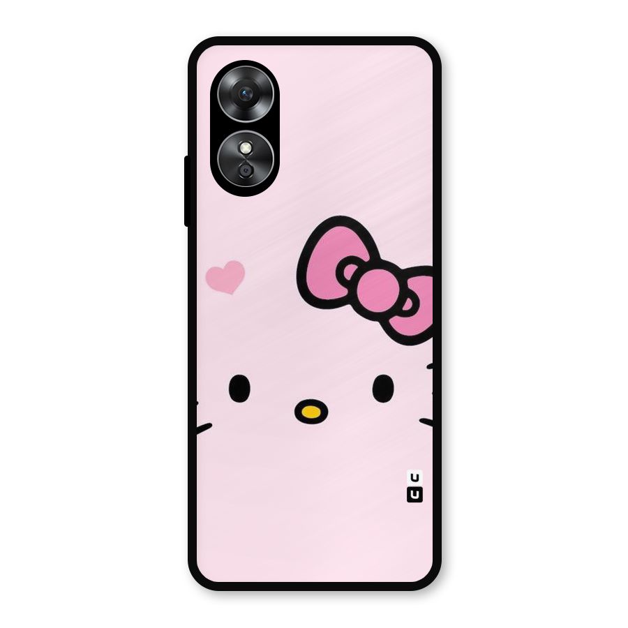 Cute Bow Face Metal Back Case for Oppo A17