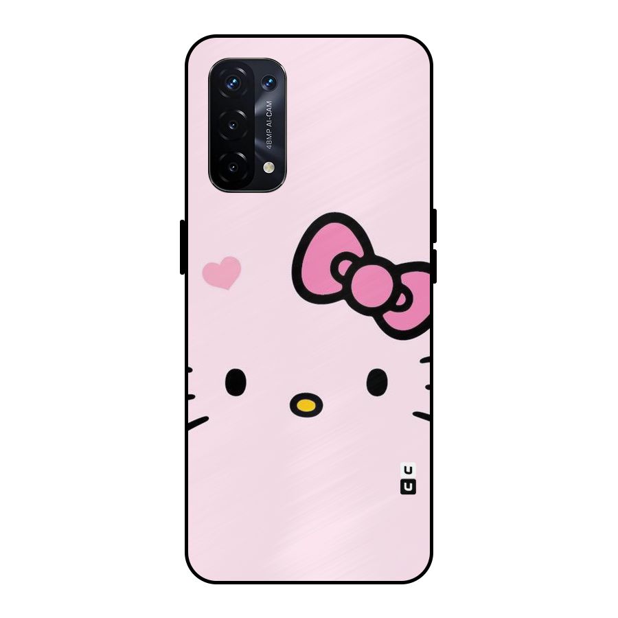 Cute Bow Face Metal Back Case for Oppo A74 5G