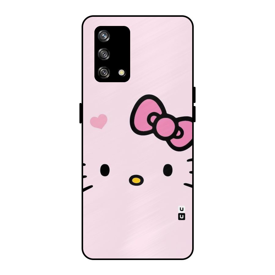 Cute Bow Face Metal Back Case for Oppo F19