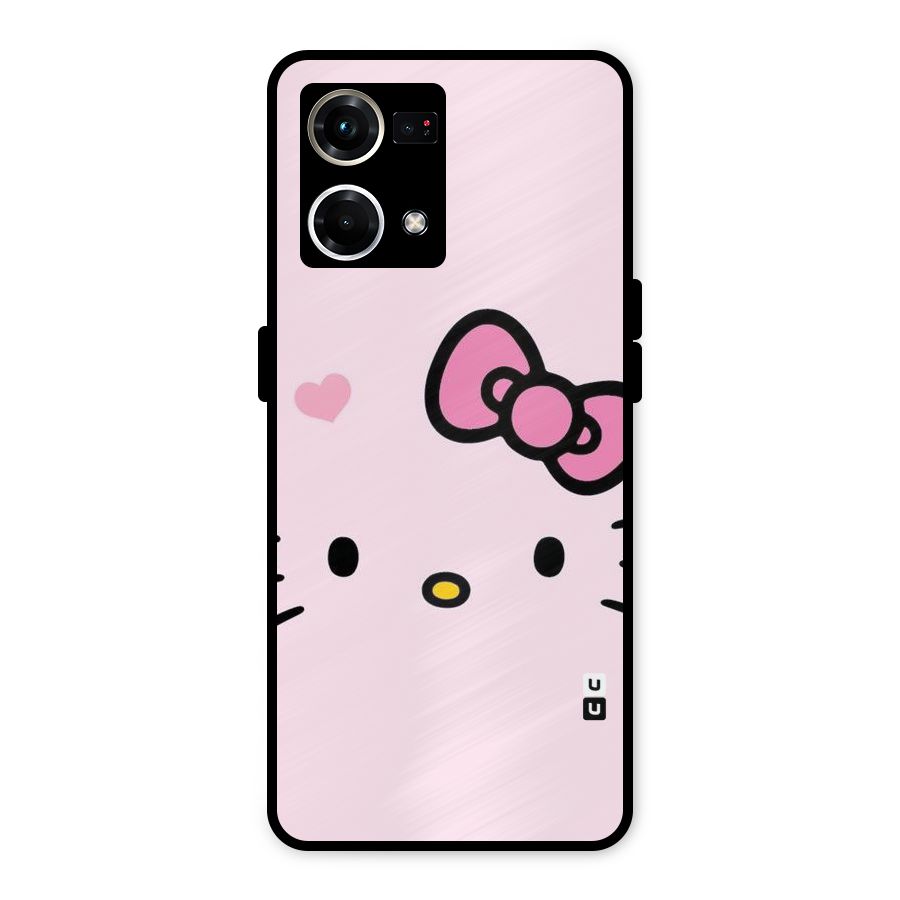 Cute Bow Face Metal Back Case for Oppo F21 Pro 4G