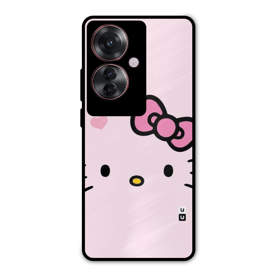Cute Bow Face Metal Back Case for Oppo F25 Pro