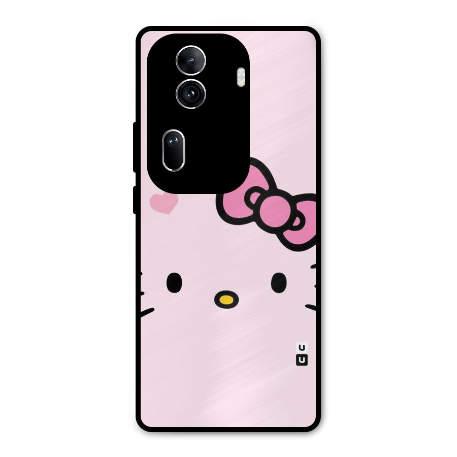 Cute Bow Face Metal Back Case for Oppo Reno11 Pro 5G