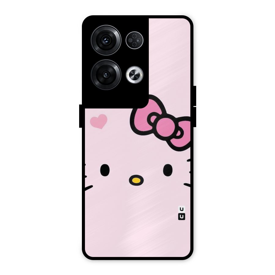 Cute Bow Face Metal Back Case for Oppo Reno8 Pro 5G