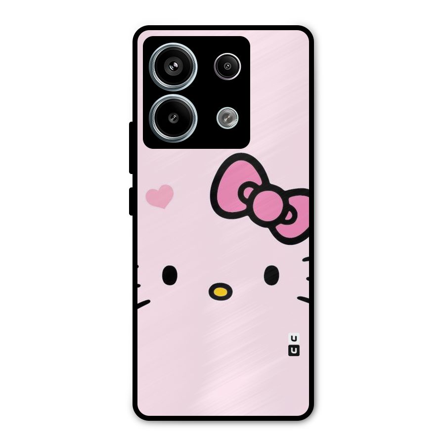 Cute Bow Face Metal Back Case for Redmi Note 13 Pro 5G