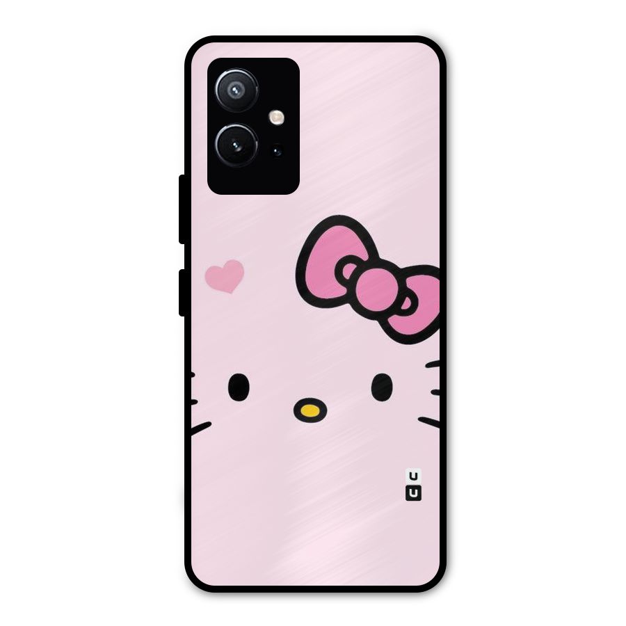 Cute Bow Face Metal Back Case for Vivo T1 5G