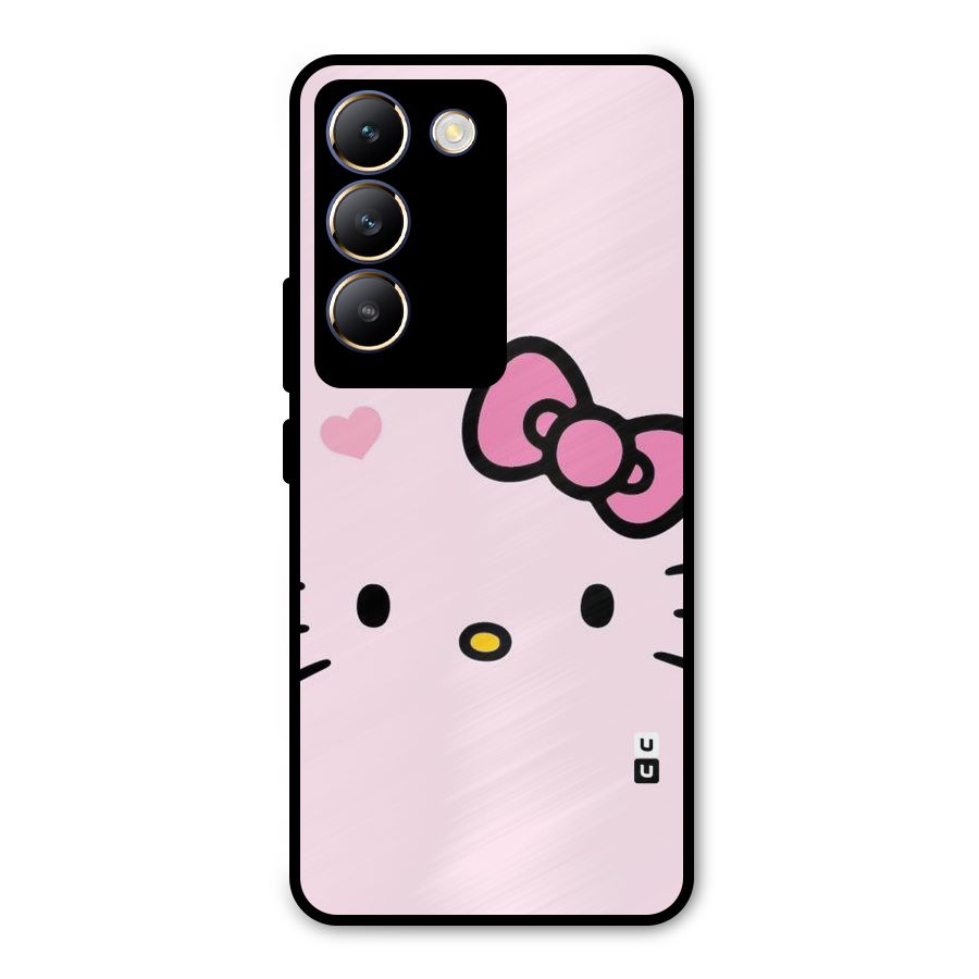 Cute Bow Face Metal Back Case for Vivo T3 5G