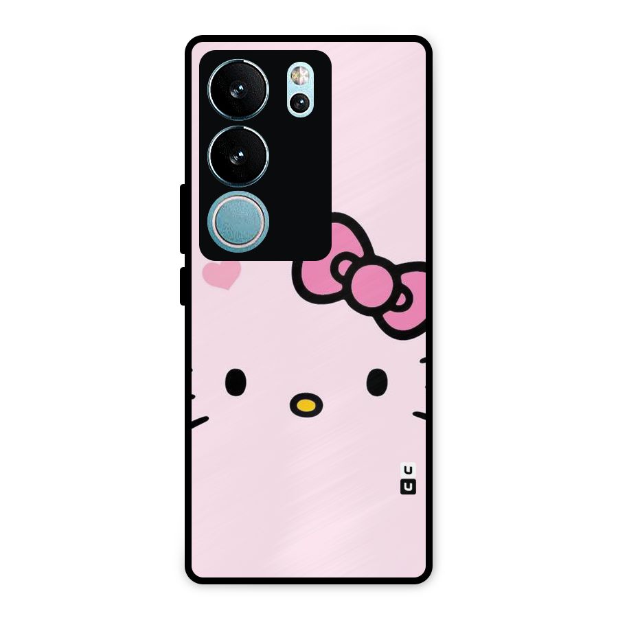 Cute Bow Face Metal Back Case for Vivo V29 Pro