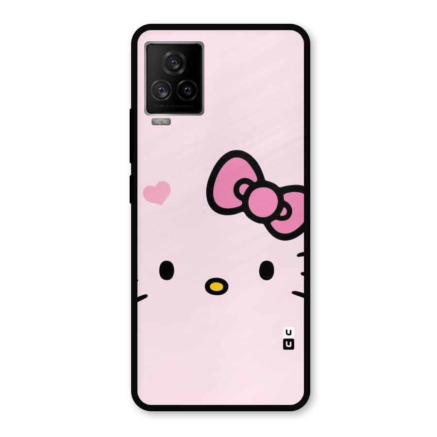 Cute Bow Face Metal Back Case for iQOO 7 Legend 5G