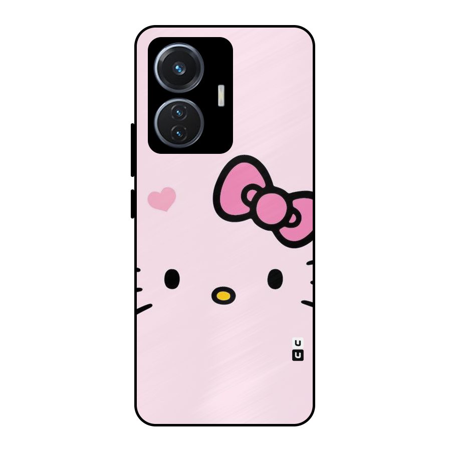 Cute Bow Face Metal Back Case for iQOO Z6 44W